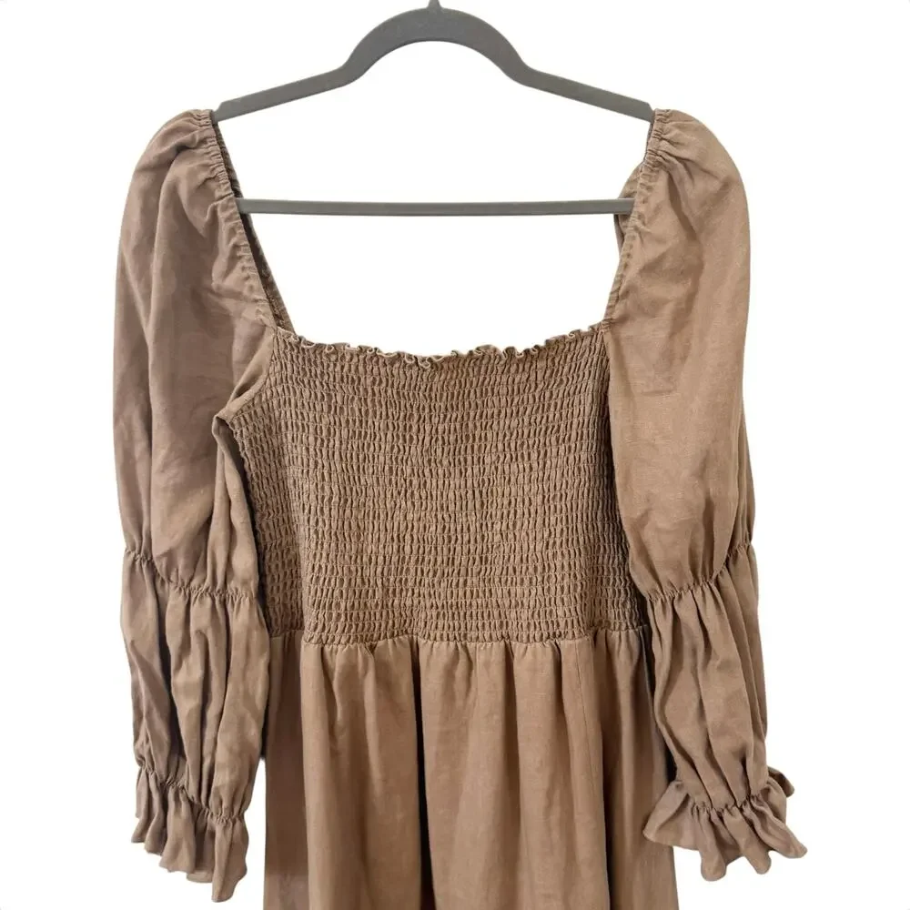 Reformation Hyland Linen Dress in Khaki Size XL - Picture 6 of 13